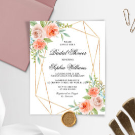 Tuin Roos & Goud Lijst Bruids Douche Uitnodiging