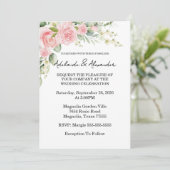 Tuin Roos Roze bruiloft Kaart (Staand voorkant)