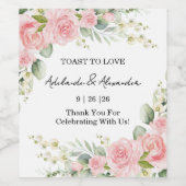 Tuin Roos Roze bruiloft Wijn Etiket (Enkel label)