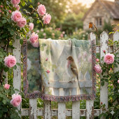 Tuin Roos Vogel Aquarel Scene Deken