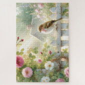 Tuin Roos Vogel Aquarel Scene Legpuzzel (Verticaal)