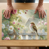 Tuin Roos Vogel Aquarel Scene Legpuzzel
