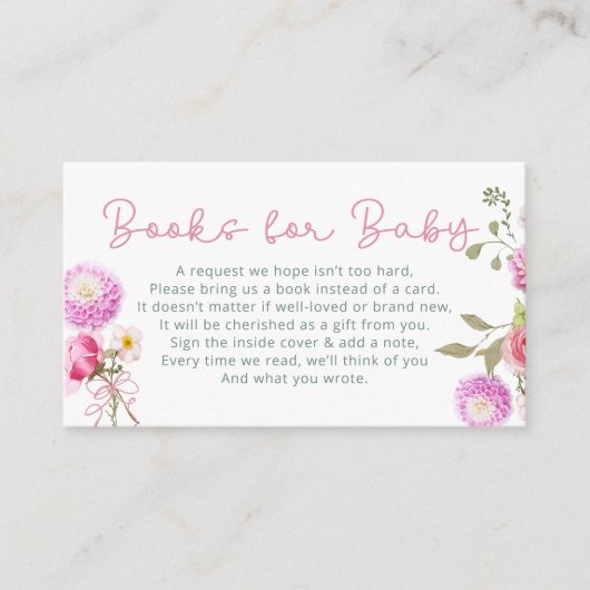 Tuin Roze Baby in Bloom Boeken voor Baby Informatiekaartje (Voorkant)