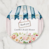 Tuin Roze Bloemachtige Ronde Bruids-Shower Bedankjes Labels (Voorkant)