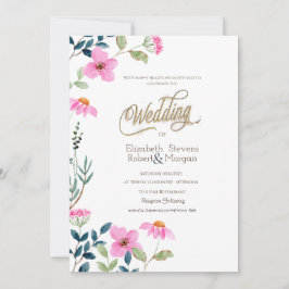 Tuin Roze Bloemen Bruiloft Kaart
