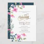 Tuin Roze Bloemen Bruiloft Kaart (Voorkant / Achterkant)