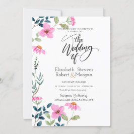 Tuin roze bloemen bruiloft uitnodiging