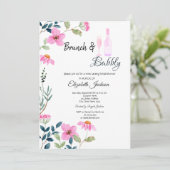 Tuin Roze Bloemen Brunch & Bubbly Kaart (Staand voorkant)