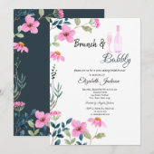 Tuin Roze Bloemen Brunch & Bubbly Kaart (Voorkant / Achterkant)