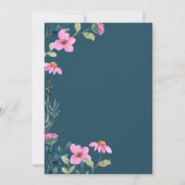 Tuin Roze Bloemen Champagne Glas Bruiloft Kaart (Achterkant)