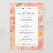 Tuin roze Bloemen. Luxe chic bruiloft Menu (Voorkant)