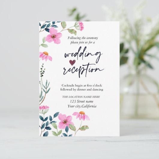 Tuin Roze Bloemen Ontvangst Kaart (Staand voorkant)