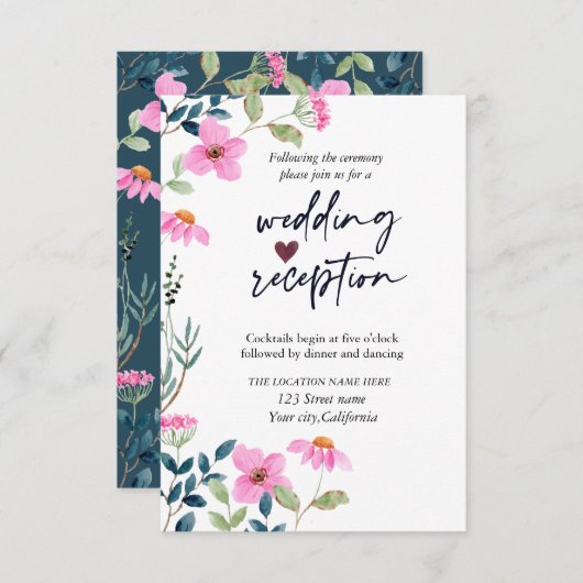 Tuin Roze Bloemen Ontvangst Kaart (Voorkant / Achterkant)