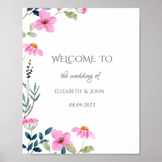 Tuin Roze Bloemen Poster (Voorkant)