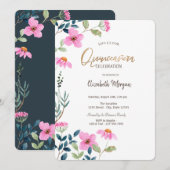 Tuin roze bloemen quinceañera kaart (Voorkant / Achterkant)