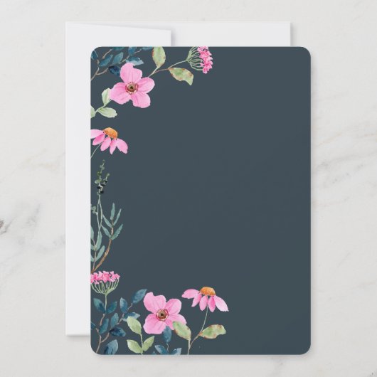 Tuin roze bloemen quinceañera kaart (Achterkant)