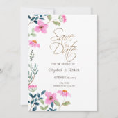 Tuin Roze Bloemen Save The Date (Voorkant)