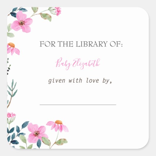 Tuin roze bloemen zwangerschap vierkante sticker (Voorkant)