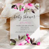 Tuin  roze bloemige waterverf baby shower kaart