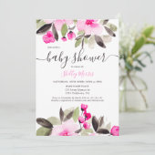 Tuin  roze bloemige waterverf baby shower kaart (Staand voorkant)