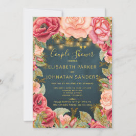 Tuin roze marine gouden lichten paar douche kaart