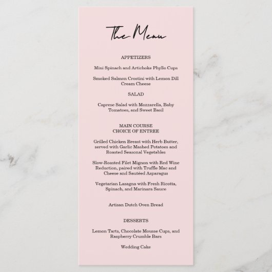 Tuin Roze Roze Trouwmenu Menu (Voorkant)