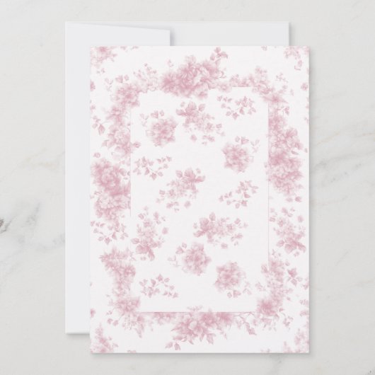  Tuin Roze Toile Franse Bloemen Huwelijk Kaart (Achterkant)