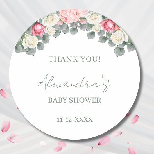  tuin Rozen Baby shower Dank u Ronde Sticker