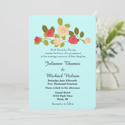 Tuin Rozen bruiloft Kaart (Staand voorkant)