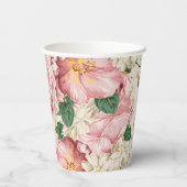  Tuin Rozen en Hydrangeas Bloemenpatroon Papieren Bekers (Achterkant)