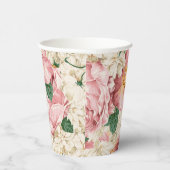  Tuin Rozen en Hydrangeas Bloemenpatroon Papieren Bekers (Rechts)