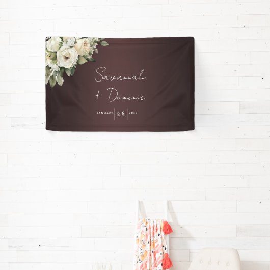 Tuin Rozen en Marsala bruiloft Spandoek (Insitu)