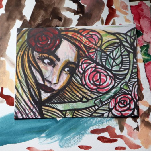 Tuin Rozen Godin Roos Tuin Briefkaart