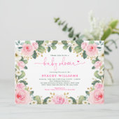 Tuin Rozen Hot Pink Floral Greenery Baby shower Kaart (Staand voorkant)