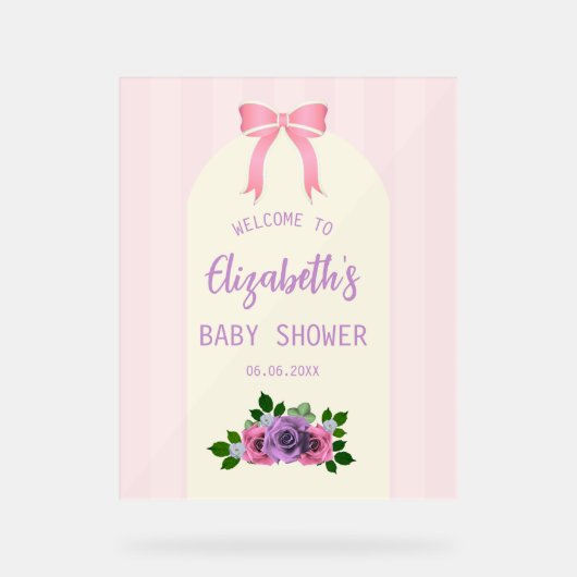 Tuin Rozen Roze Baby shower Acryl Bord (Voorkant)