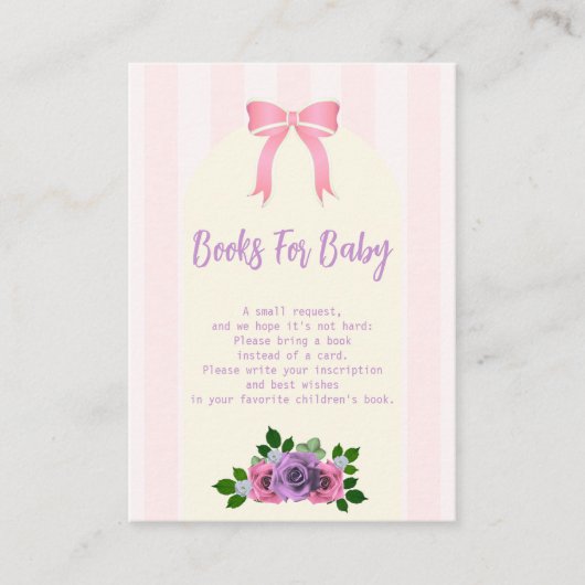 Tuin Rozen Roze Baby shower Boeken voor Baby Informatiekaartje (Voorkant)