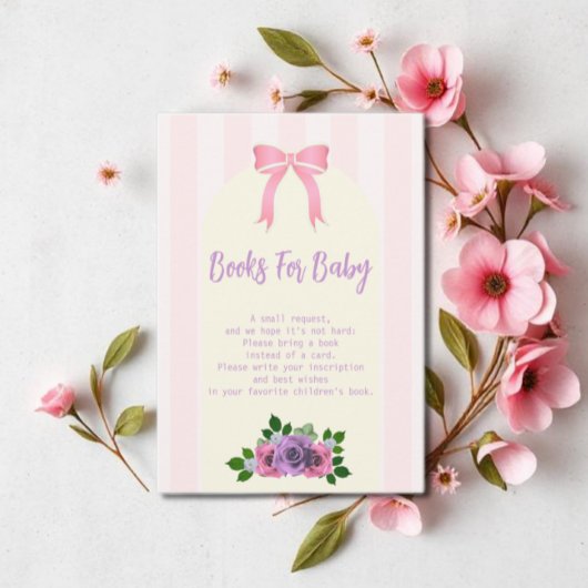 Tuin Rozen Roze Baby shower Boeken voor Baby Informatiekaartje