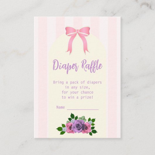 Tuin Rozen Roze Baby shower Luier Raffle Informatiekaartje (Voorkant)
