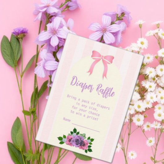 Tuin Rozen Roze Baby shower Luier Raffle Informatiekaartje