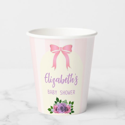 Tuin Rozen Roze Baby shower Papieren Bekers (Voorkant)