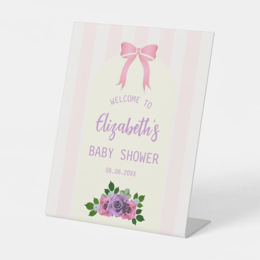 Tuin Rozen Roze Baby shower Reclamebord Met Voetstuk (Voorkant)