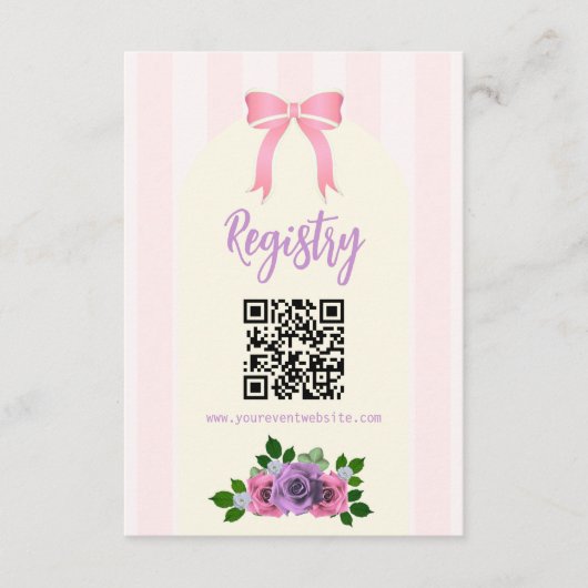 Tuin Rozen Roze Baby shower Register Informatiekaartje (Voorkant)