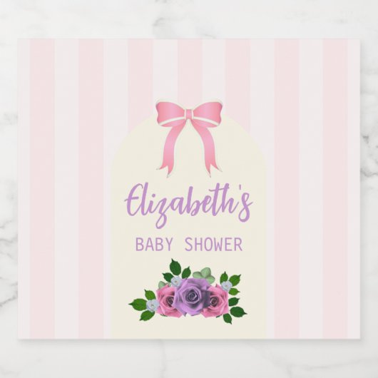 Tuin Rozen Roze Baby shower Sparkling Wijnetiket (Enkel label)