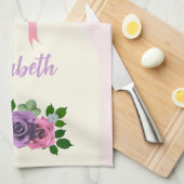 Tuin Rozen Roze Strepen Theedoek (Quarter Fold)