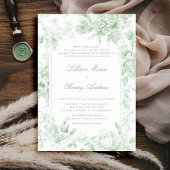  Tuin Sage Green Toile Classic Wedding Kaart