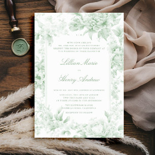 Tuin Sage Green Toile Classic Wedding Kaart