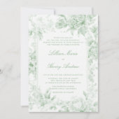 Tuin Sage Green Toile Classic Wedding Kaart (Voorkant)