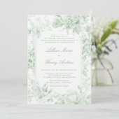  Tuin Sage Green Toile Classic Wedding Kaart (Staand voorkant)