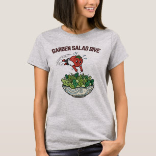 Tuin Salade Duik Grappige Tomaat Retro Cartoon T-shirt