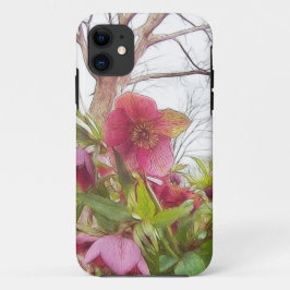 Tuin Scene - Hellebores En Oude Eik iPhone 11 Hoesje